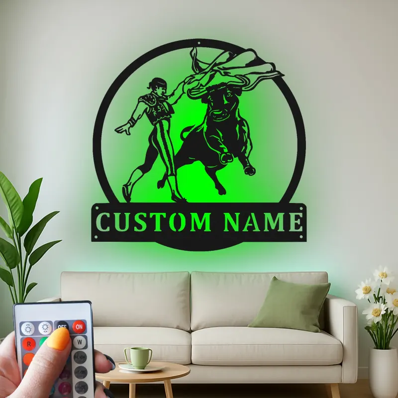 Cartel de metal LED personalizado de Matador y Toro, regalo para entusiastas de la tauromaquia, decoración para sala de estar