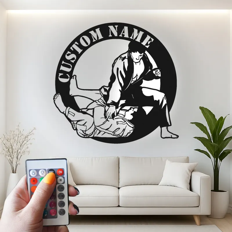 Personalisiertes LED-Metallschild für Judo Grappling – Martial Arts Geschenk für Enthusiasten, Dojo oder Gym