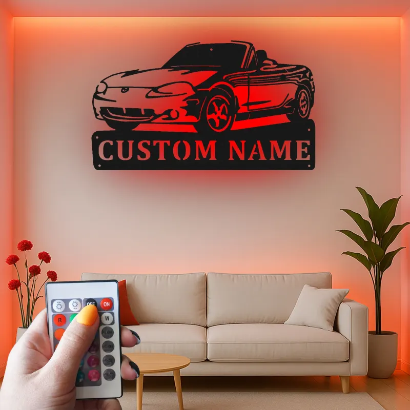 Insegna in metallo LED personalizzata per auto cabriolet, regalo per appassionati di auto, decorazione per garage o stanza degli uomini