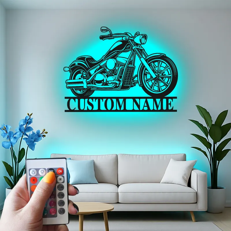 Insegna in metallo LED personalizzata per motociclisti, regalo per appassionati, decorazione per garage o man cave