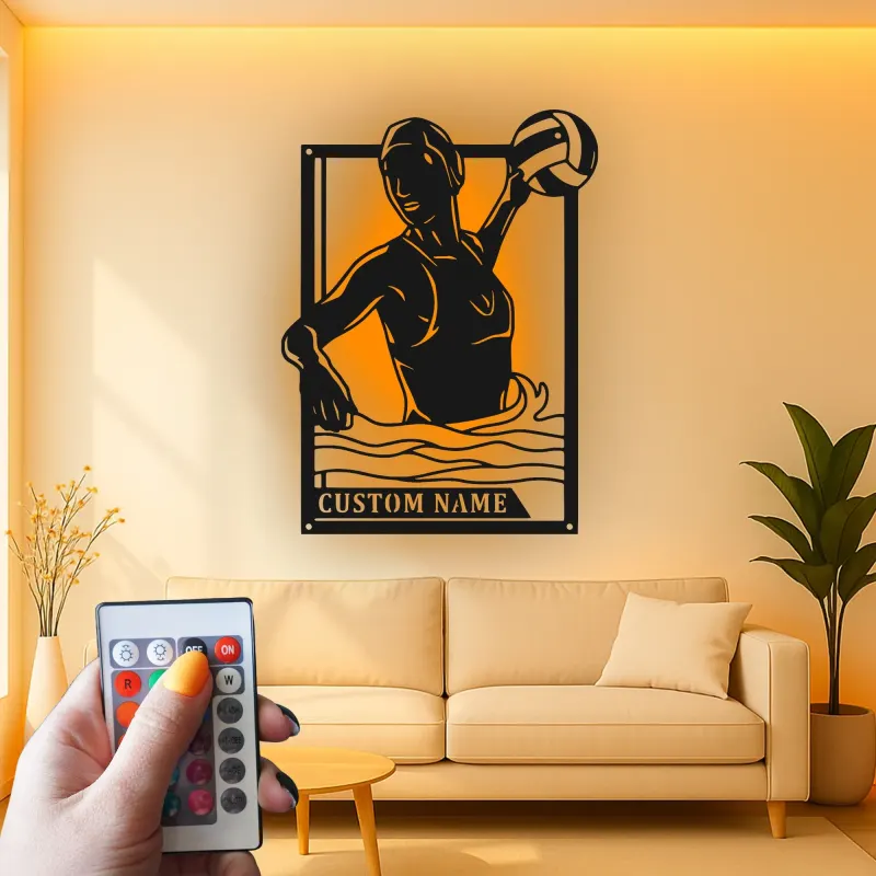 Personalisierte LED-Metall-Wandkunst Volleyballspieler Geschenk für Athleten, Spielzimmer Sportdekoration 1