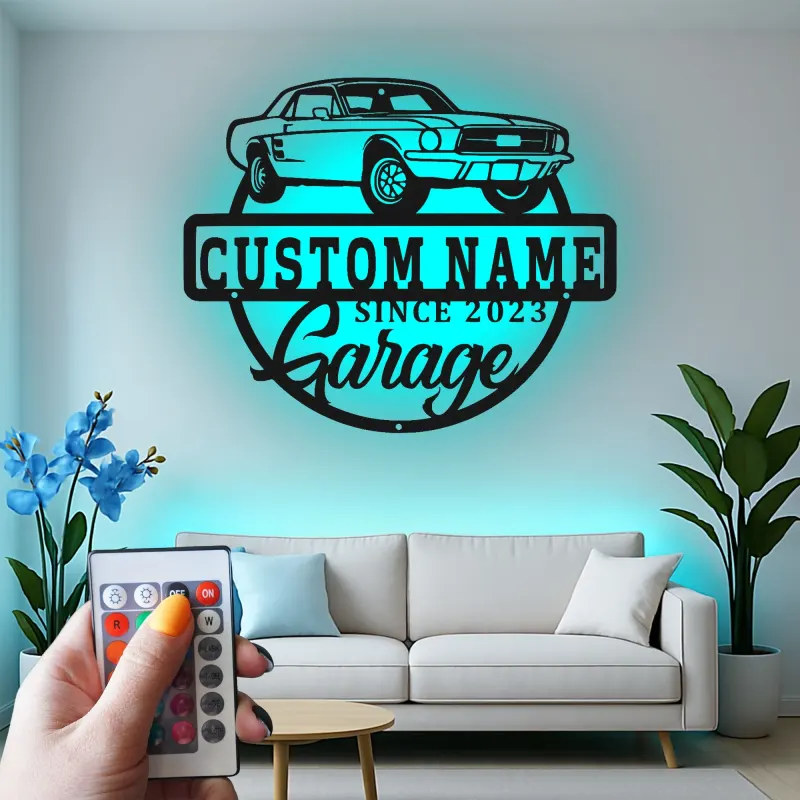 Cartel de metal LED de coche deportivo personalizado Regalo para el garaje para entusiastas de coches Decoración de man cave 9