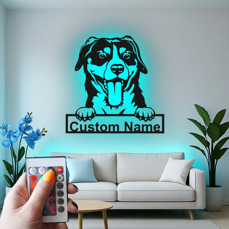 Cartel de metal LED personalizado para perros, regalo para amantes de mascotas, decoración de salón para mamás de perros