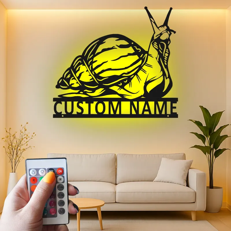 Custom Snail Metal Wall Art | LED Backlit Garden Sign | Personalized Patio Decor | Nature Lover Gift
