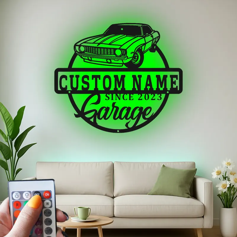 Cartel de metal LED de coche deportivo personalizado Regalo para él Decoración de man cave