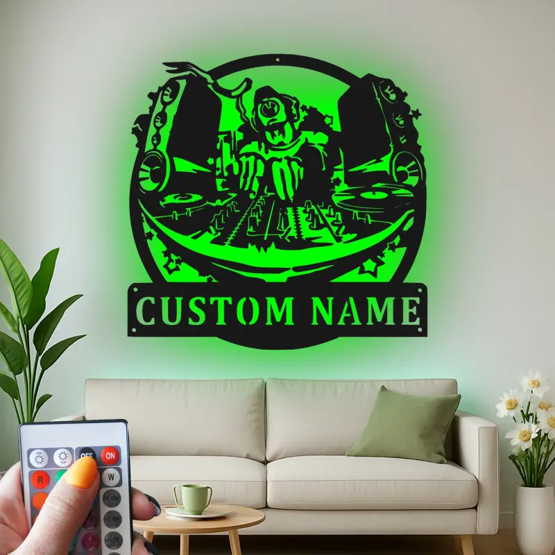 Cartel de metal personalizado con luz LED de tornamesa regalo para amantes de la música decoración de estudio o sala de juegos 1