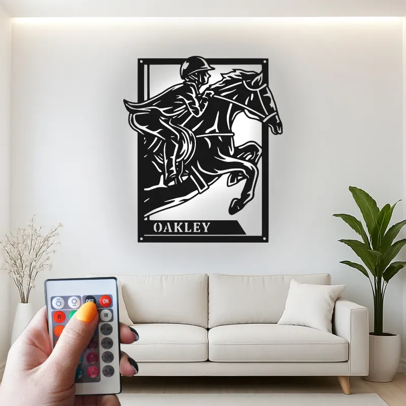 Personalized Equestrian LED Sign | Custom Horse Jumper Metal Art | Stable & Ranch Decor | Horse Lover Gift