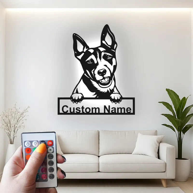 Personalisierte LED-beleuchtete Metall-Wandkunst mit Hundemotiv – Geschenk für Haustiereltern, Wohn- oder Eingangsbereich-Deko