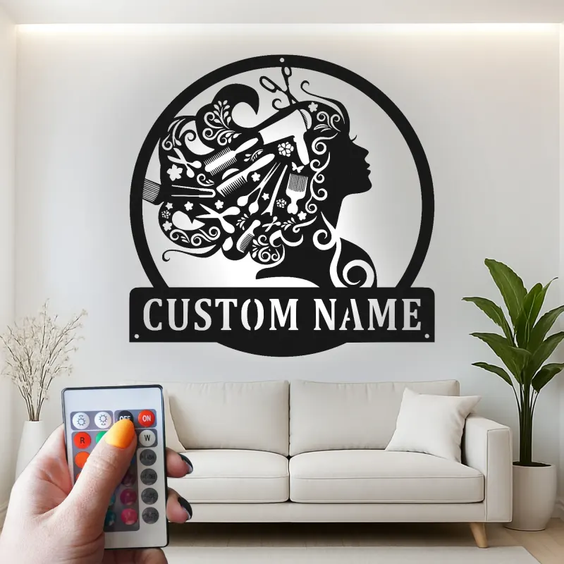 Hair Stylist LED Sign | Custom Metal Salon Decor | Personalized Barber Shop Wall Art | Beauty Studio Gift