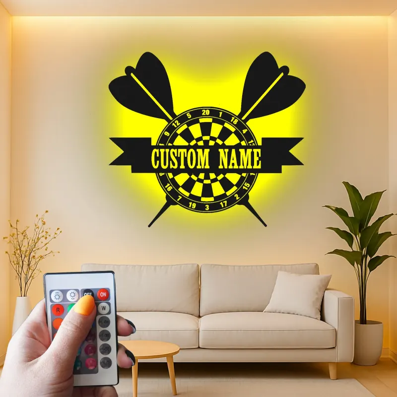 Insegna in metallo LED personalizzata per dartboard regalo per giocatori di freccette decorazione per sala giochi