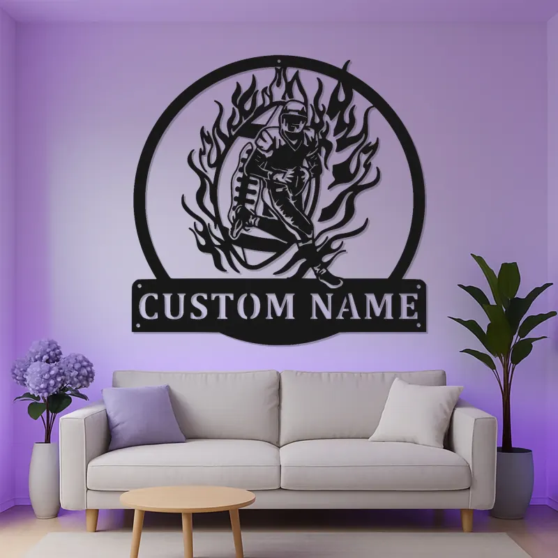Personalized Football Player Metal Sign | LED Wall Art for Game Room | Custom Sports Decor Gift for Boys
