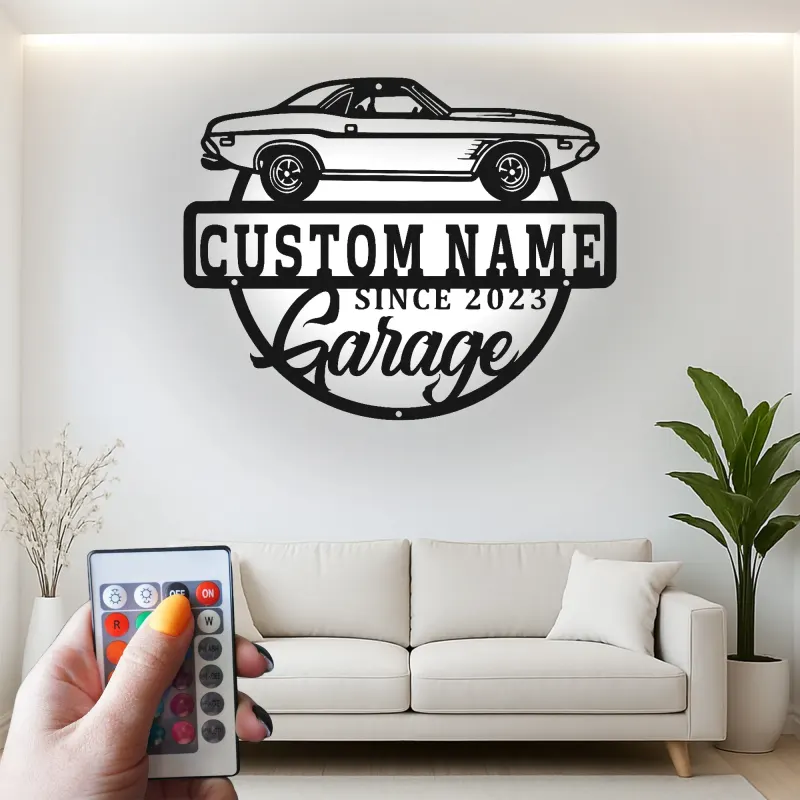 Cartel de metal LED de coche deportivo personalizado regalo para entusiastas de coches decoración de garaje