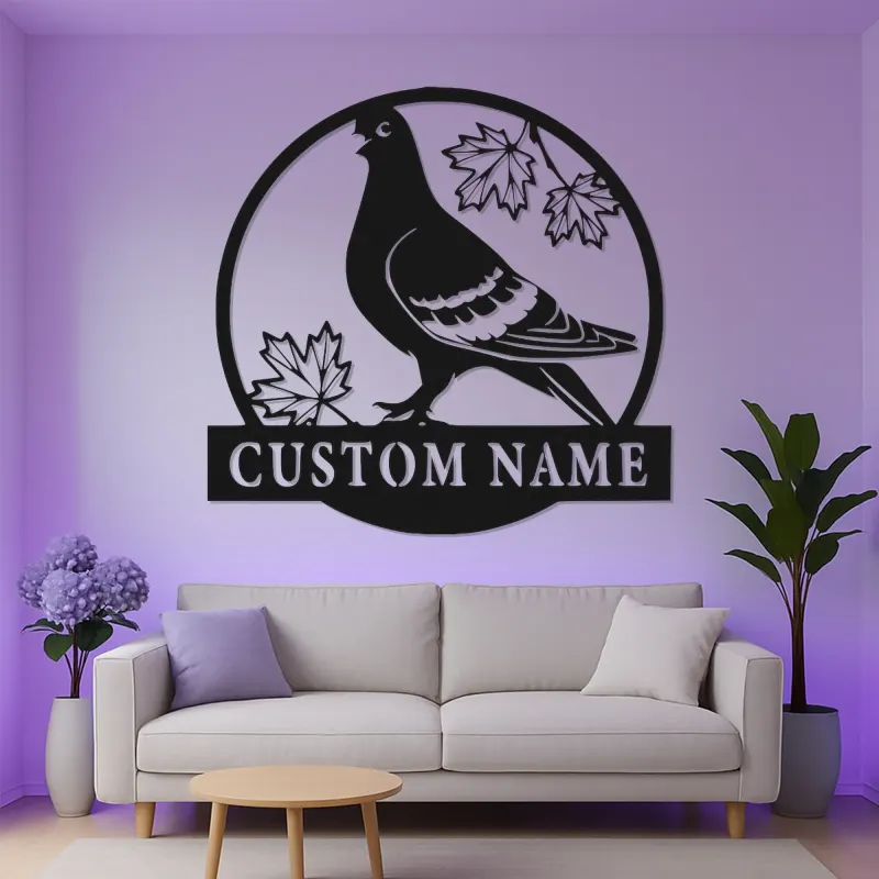 Personalized Pigeon LED Sign | Custom Metal Bird Art | Nature Lover Gift & Home Decor | Realistic Silhouette with Name