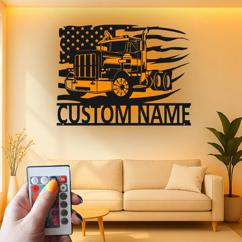 Insegna in metallo LED personalizzata per camion semi, regalo per camionisti, decorazione per garage o man cave 14