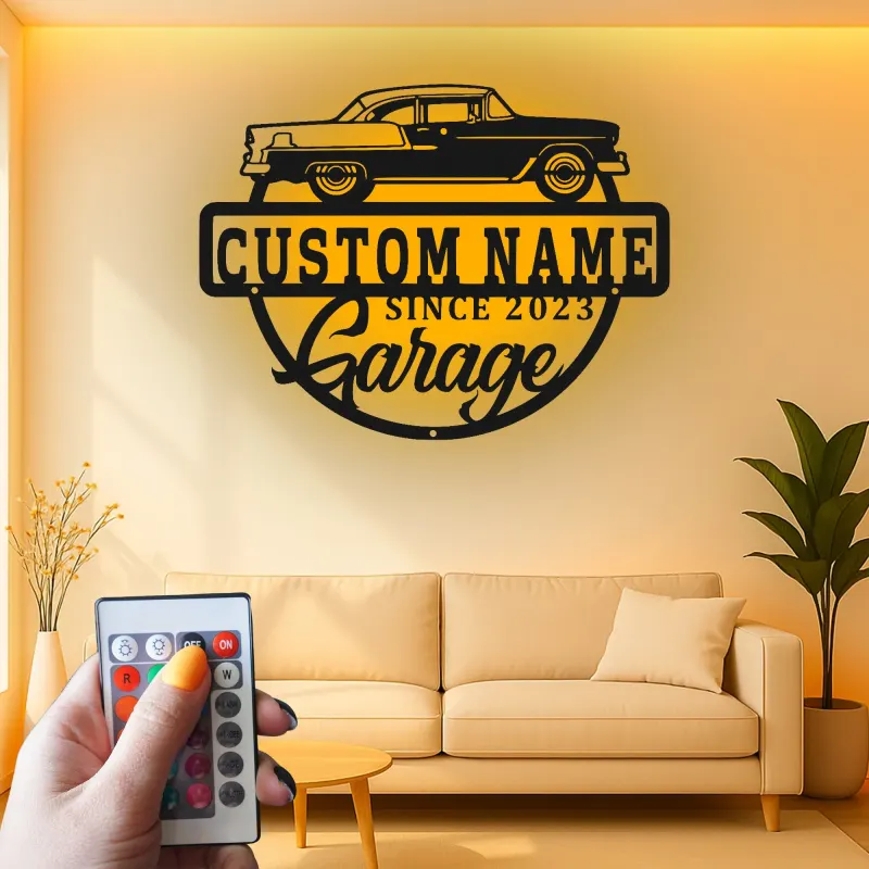 Custom Classic Car Led Light Metal Wall Art Personalized Garage Gift for Him Man Cave Decor 6