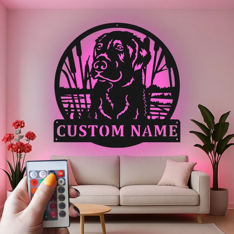 Personalisierte Labrador Retriever LED-beleuchtete Metall-Wandkunst – Geschenk für Hundeliebhaber