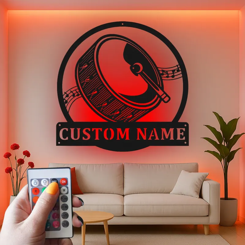 Cartel de metal LED de batería Regalo para músico con nombre personalizado Decoración de sala de música