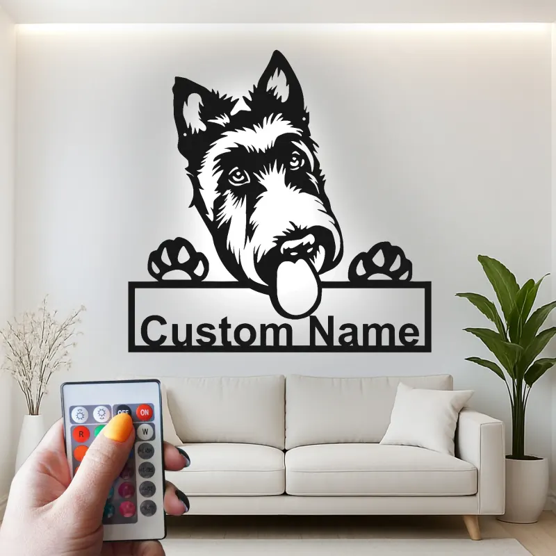 Personalisierte LED-beleuchtete Metall-Wandkunst mit Deutschem Schäferhund – Geschenk für Hundeliebhaber, Wohn- oder Tierbereich