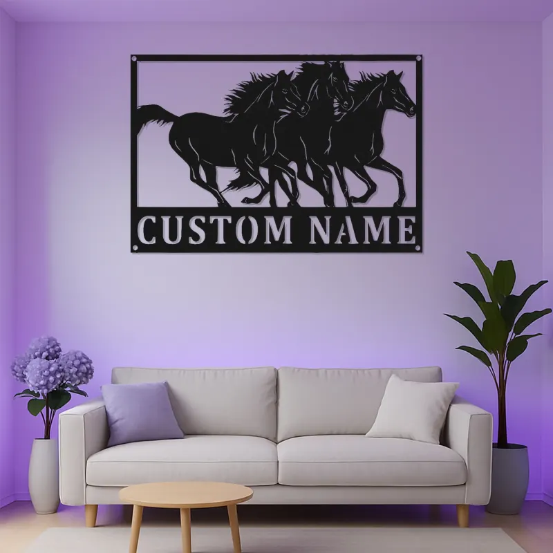 LED Horse Metal Sign | Custom Equestrian Wall Art for Ranch & Stable | Personalized Horse Lover Gift