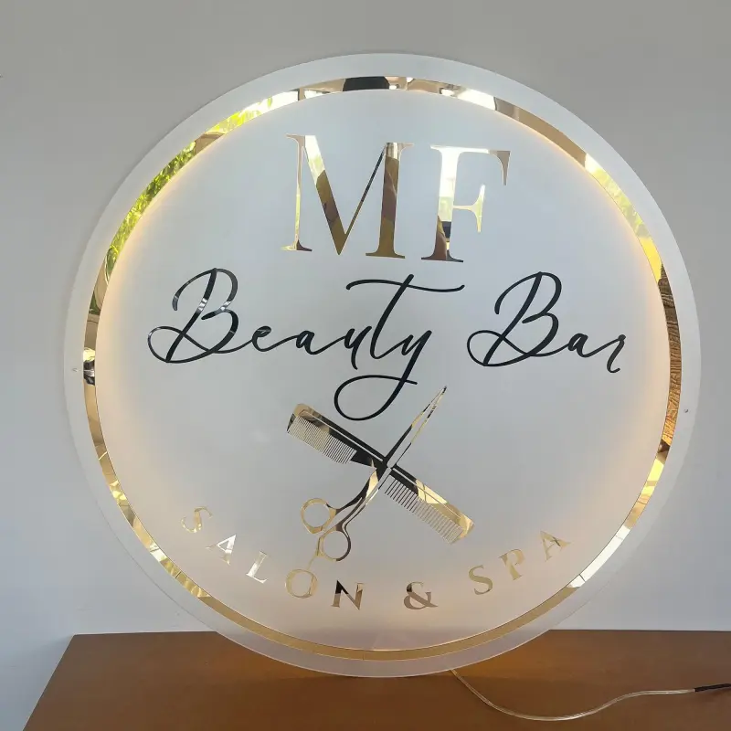 Custom Backlit Business Sign | Acrylic & Metal | Modern Salon, Office, Studio Decor | Personalized 3D Illuminated Logo