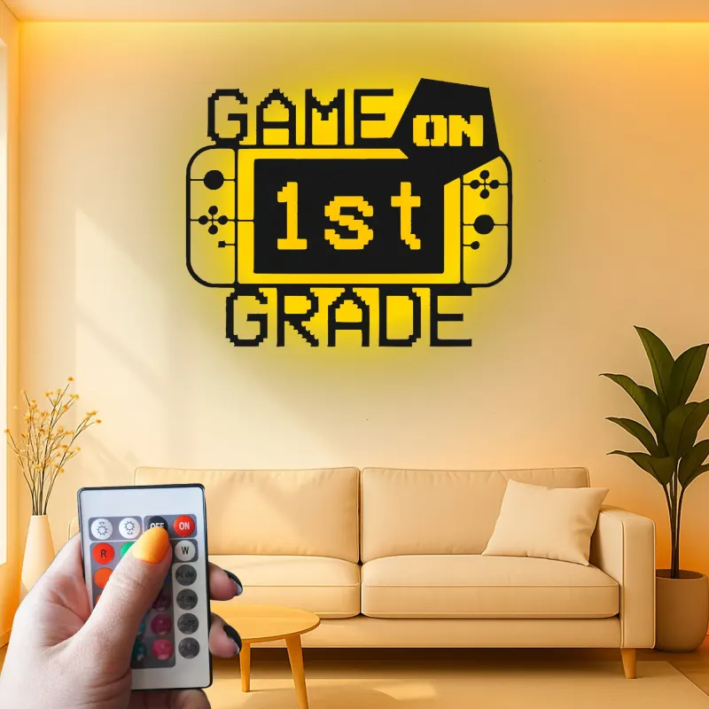 Gamer LED Sign for Wall | Custom 1st Grade Gift | Metal Art for Kids Room | Gaming Decor Light