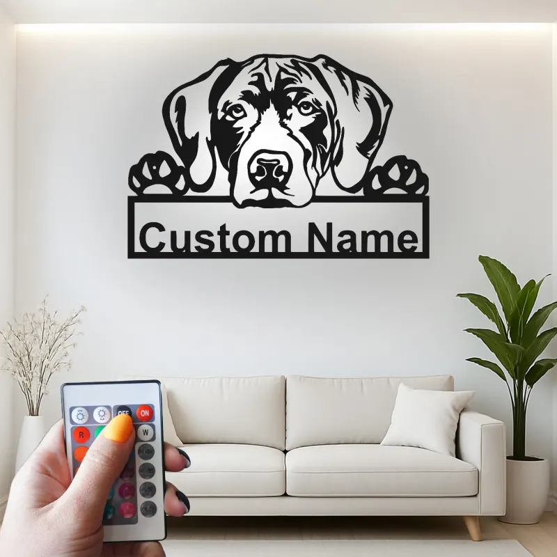 Insegna in metallo LED personalizzata per amanti dei cani con Alano - Regalo per la sala da pranzo 3