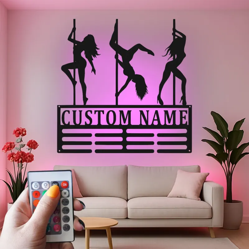 Cartel de Baile en Barra Personalizado | Silueta de Bailarina LED Arte de Pared | Regalo Personalizado para Estudio o Cueva de Hombre