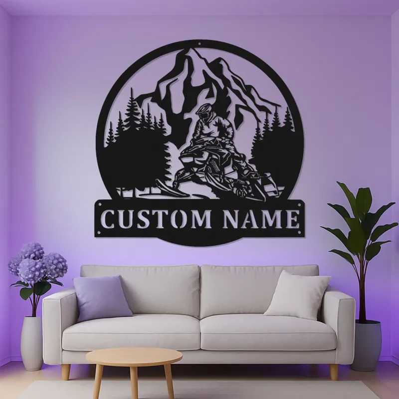 Personalized Snowmobile LED Sign | Custom Metal Wall Art for Rider | Mountain Cabin Decor | Snowmobiling Enthusiast Gift