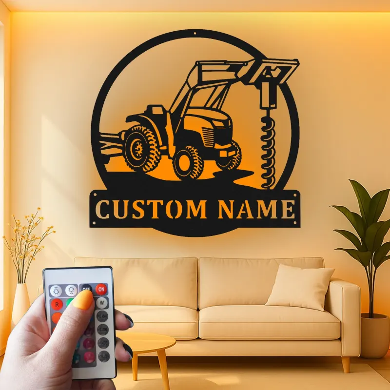 Personalisierte LED-beleuchtete Metall-Wandkunst Traktor Geschenk für Landwirte