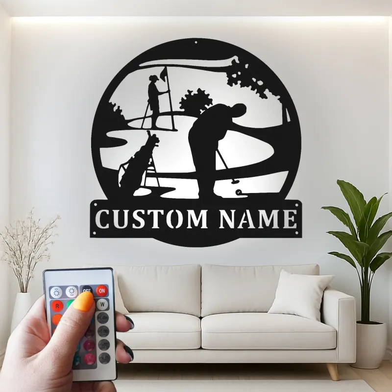 Insegna LED da golf personalizzata | Insegna in metallo personalizzata | Decorazione per home bar e man cave, regalo per lui