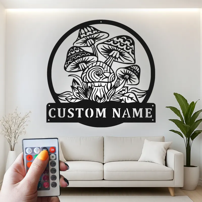 Custom Mushroom Metal Sign | Personalized LED Wall Art | Whimsical Fungi Decor for Bedroom | Psychedelic Nature Lover Gift