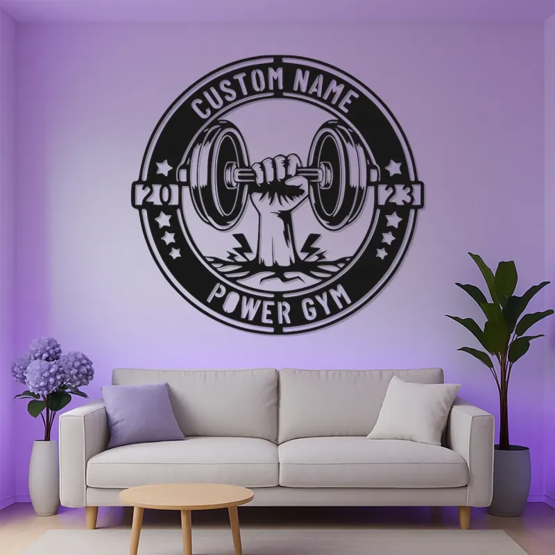 Enseigne LED personnalisée pour salle de sport | Décoration murale en métal personnalisée pour le fitness | Cadeau déco musculation pour salle d’entraînement