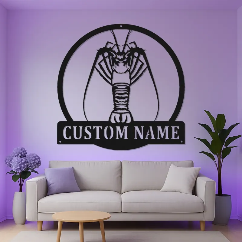 Panneau LED en métal personnalisé de écrevisse | Décor cajun personnalisé | Art de cuisine de fruits de mer extérieur