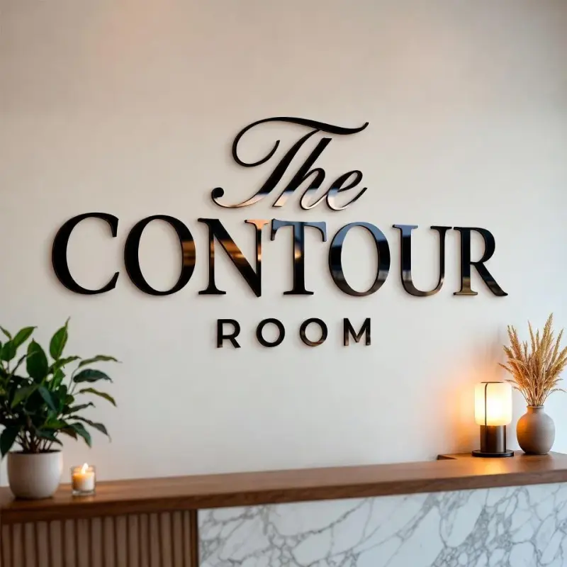 Modern Beauty Clinic Wall Logo Sign | 3D Gloss Black Acrylic | Custom Skincare Business Branding