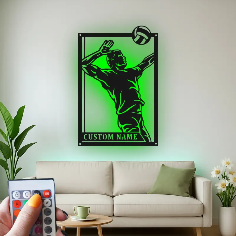 Insegna in metallo personalizzata con luce LED per giocatore di pallavolo - Regalo sportivo personalizzato per atleti, decorazione per sala giochi
