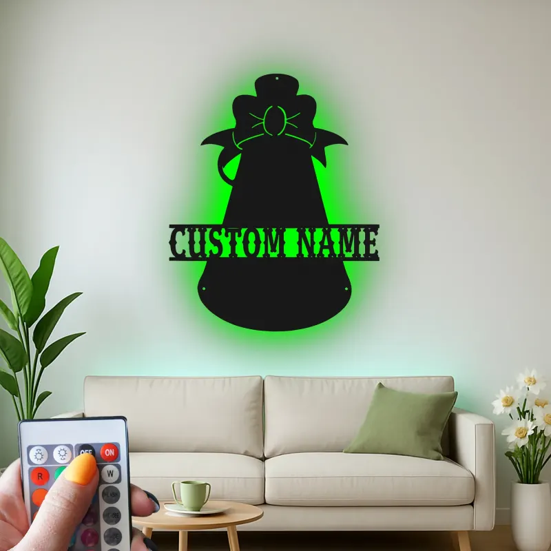 Custom Angel Bell Led Light Metal Wall Art Personalized Holiday Gift Christmas Home Decor