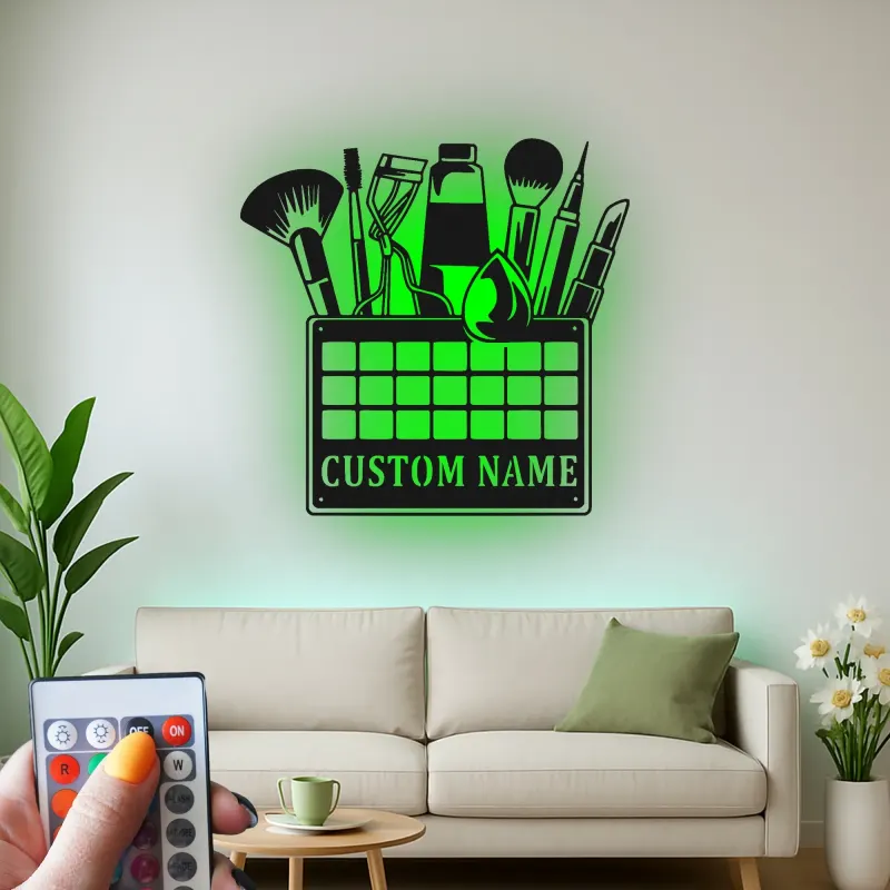 Personalisierte Makeup Artist LED-Schild | Individuelle Metall-Wandkunst für Salon-Dekoration | Beauty-Studio Namensschild | MUA Vanity Licht