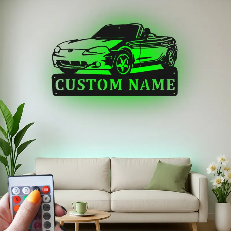 Insegna in metallo LED personalizzata per auto cabriolet, regalo per appassionati di auto, decorazione per garage o stanza degli uomini