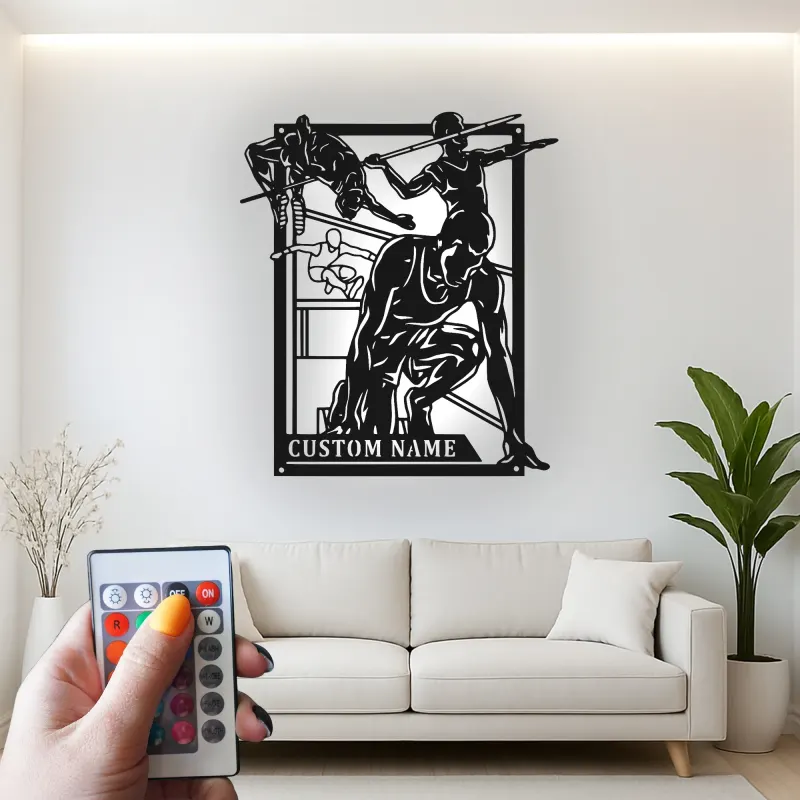 Insegna in metallo personalizzata per atletica | Arte murale LED per atleti | Regalo personalizzato per corridori, saltatori e lanciatori | Decorazione per palestra e casa