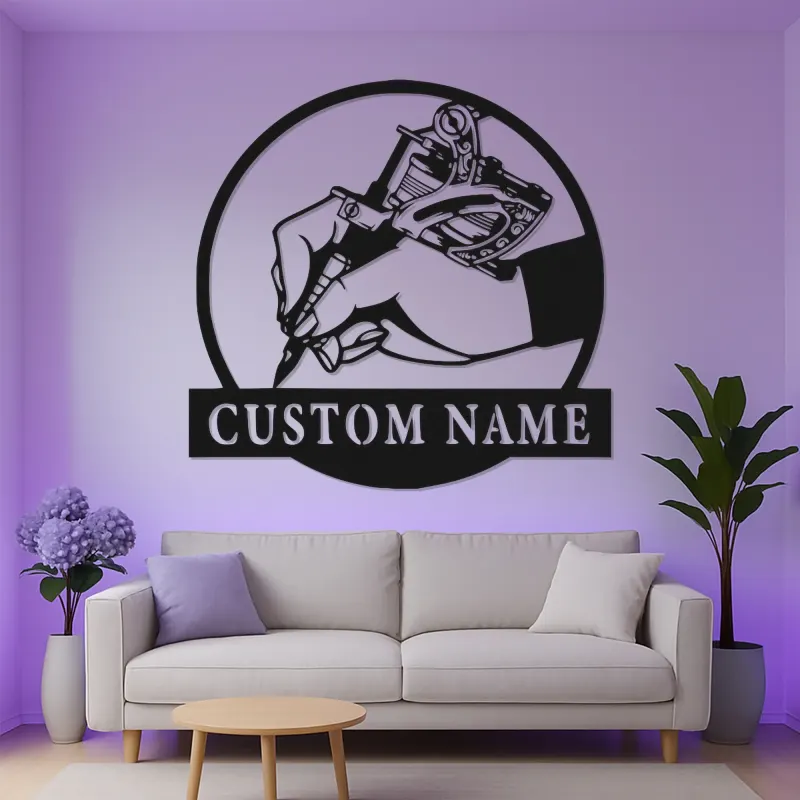 Custom Tattoo Artist LED Sign | Personalized Metal Wall Art for Tattoo Studios | Gift for Tattooist Shop Owner