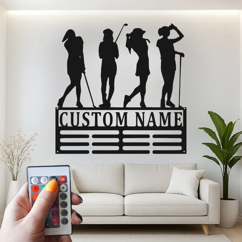 Custom Women's Golf Sign with LED | Personalized Metal Wall Art for Her | Golf Team Gift & Clubhouse Decor