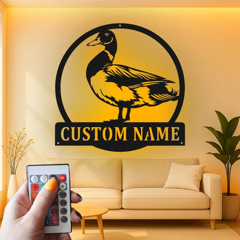 Custom Duck Led Light Metal Wall Art Personalized Gift for Nature Lovers Farmhouse Wall Decor
