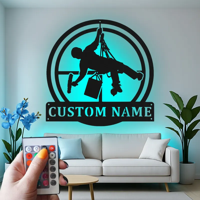 Cartel de metal LED personalizado para limpiadores de ventanas, regalo único para limpiadores, decoración de oficina o taller