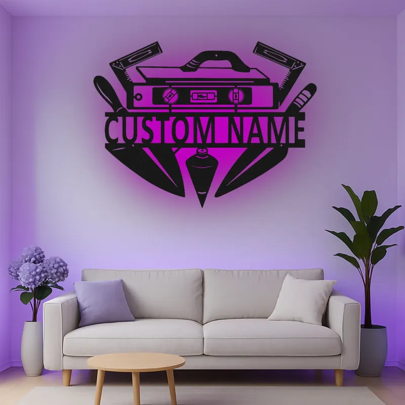 Custom Carpenter Tools Led Light Metal Wall Art Personalized Gift for Woodworkers Workshop Decor 1