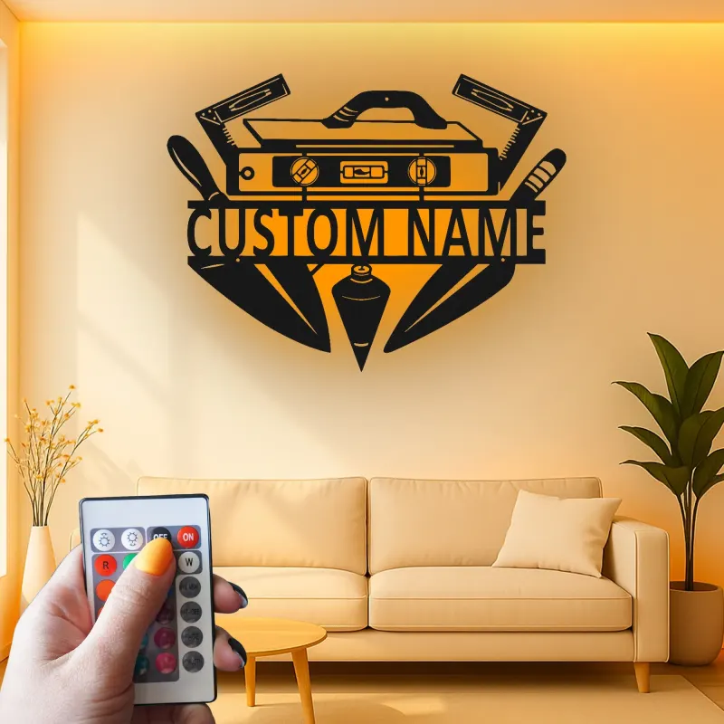 Custom Carpenter Tools Led Light Metal Wall Art Personalized Gift for Woodworkers Workshop Decor 1