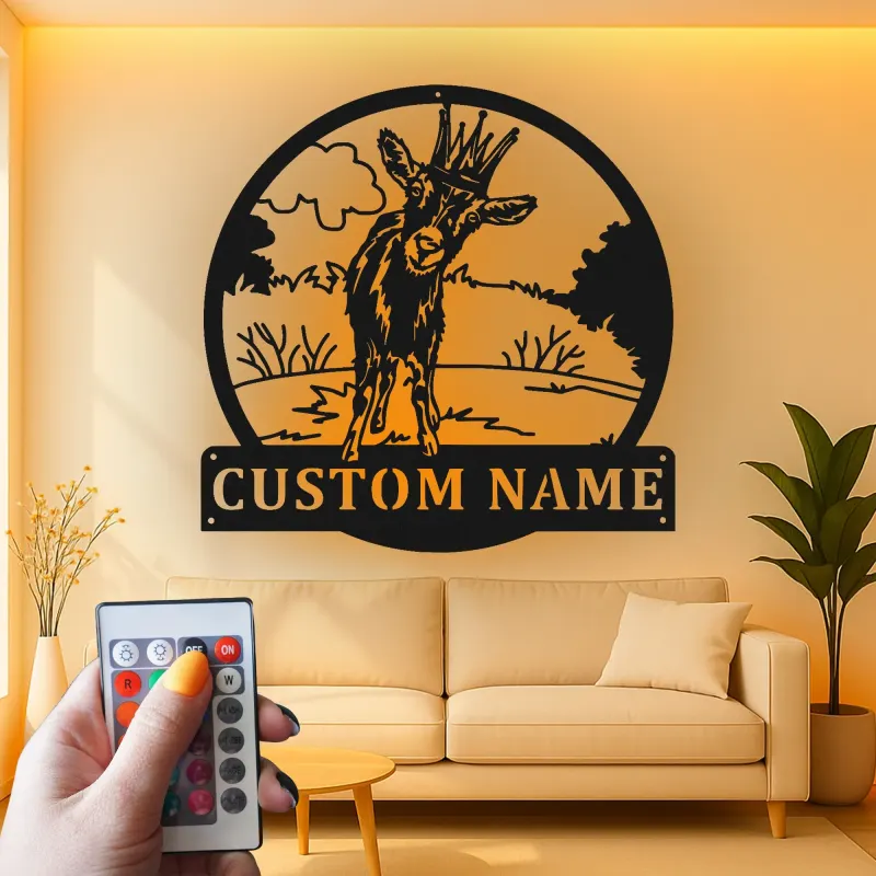 Custom Goat LED Sign | Personalized Metal Wall Art | Modern Farmhouse Decor & Gift for Animal Lovers | Barn & Nursery Accent