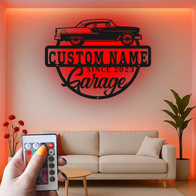 Custom Classic Car Led Light Metal Wall Art Personalized Garage Gift for Him Man Cave Decor 6