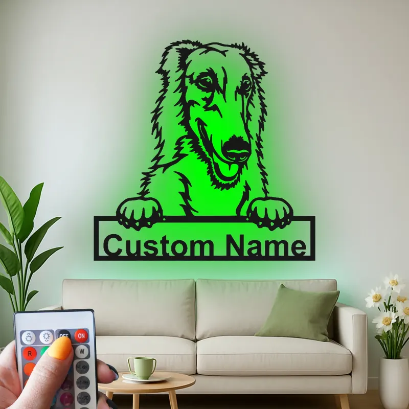 Décoration murale en métal personnalisée avec rétroéclairage pour Collie