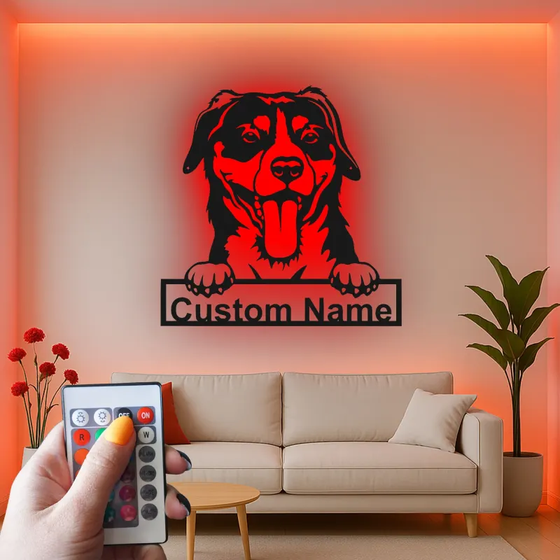 Cartel de metal LED personalizado para perros, regalo para amantes de mascotas, decoración de salón para mamás de perros
