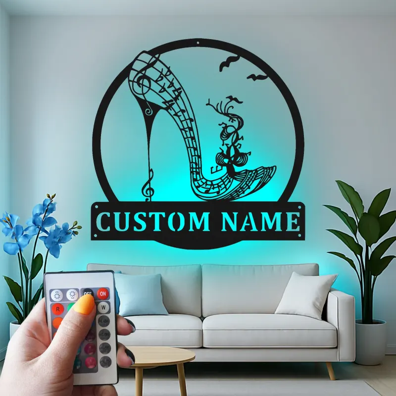 Custom High Heel LED Sign | Metal Music Note Wall Art | Personalized Decor for Salon or Boutique | Fashion Lover Gift
